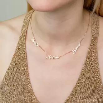 Three Name Necklace in Rose Gold | Altın Gümüş Kaplama | Özel Tasarım | Kutulu Hediye
