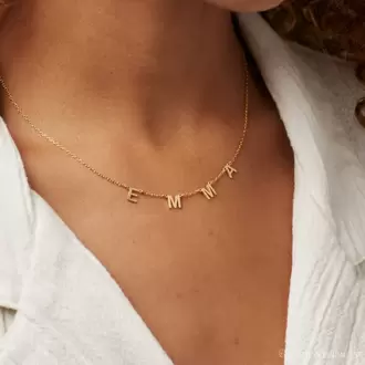 Satellite Name Necklace • Letter Necklace | Altın Kaplama | Özel Tasarım | Kutulu Hediye