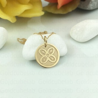 Navan 925 Ayar Gümüş Adinkra Çiçek Motifli Kolye (Gold, Silver ve Rose)
