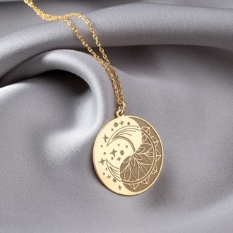 Navan 925 Ayar Gümüş Ay & Mandala Kolyesi (Gold, Silver ve Rose)