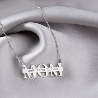 Navan 925 Ayar Gümüş Kişiye Özel MOM Kolye (Gold, Silver ve Rose)
