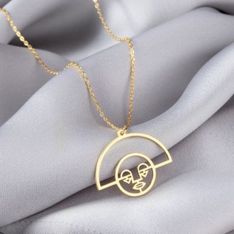 Minimalist Yüz Figürlü Kolye – 925 Ayar Gümüş