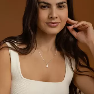 Navan 925 Ayar Gümüş Kişiye Özel Harfli Plaka Kolye (Gold, Silver ve Rose)