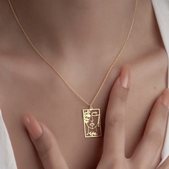 Navan 925 Ayar Gümüş Sanatsal Siluet Kolyesi (Gold, Silver ve Rose)