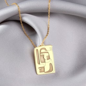 Navan 925 Ayar Gümüş Soyut Kadın Figürlü Kolye (Gold, Silver ve Rose)