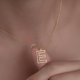 Navan 925 Ayar Gümüş Kişiye Özel Minimal Harf Kolye (Gold, Silver ve Rose)