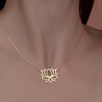 Navan 925 Ayar Gümüş Lotus Çiçeği Kolye (Gold, Silver ve Rose)
