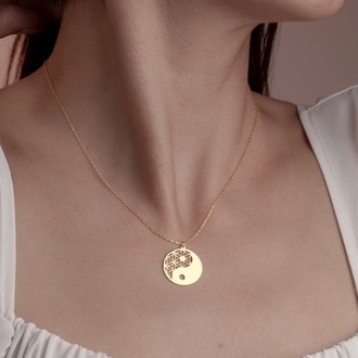 Navan 925 Ayar Gümüş Yin Yang Dengesi Kolyesi (Gold, Silver ve Rose)