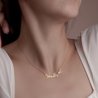 Navan 925 Ayar Gümüş Çiçek Motifli Kişiye Özel İsim Kolyesi (Gold, Silver ve Rose)