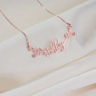 Navan 925 Ayar Gümüş Çiçek Motifli Kişiye Özel İsim Kolyesi (Gold, Silver ve Rose)