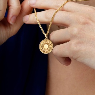 Navan 925 Ayar Gümüş Güneş Medalyon Kolyesi (Gold, Silver ve Rose)