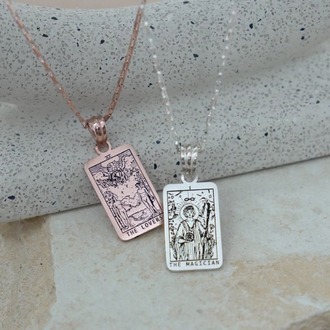 Navan 925 Ayar Gümüş Tarot Kartı Kolyesi (Gold, Silver ve Rose)