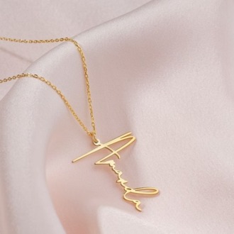 Navan 925 Ayar Gümüş Dikey İsim Kolyesi (Gold, Silver ve Rose)