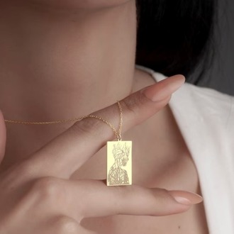 Navan 925 Ayar Gümüş Gravür Siluet Kolye (Gold, Silver ve Rose)