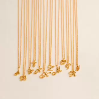 Script Initial Necklace | Altın Kaplama | Özel Tasarım | Kutulu Hediye