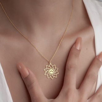 Navan 925 Ayar Gümüş Lotus Çiçeği Kolye (Gold, Silver ve Rose)