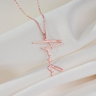 Navan 925 Ayar Gümüş Dikey İsim Kolyesi (Gold, Silver ve Rose)
