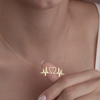 Navan 925 Ayar Gümüş Kalp Atışı Kolyesi (Gold, Silver ve Rose)