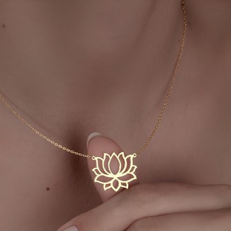 Navan 925 Ayar Gümüş Lotus Çiçeği Kolye (Gold, Silver ve Rose)