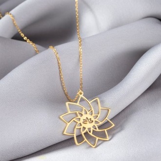 Navan 925 Ayar Gümüş Lotus Çiçeği Kolye (Gold, Silver ve Rose)