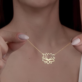 Navan 925 Ayar Gümüş Lotus Çiçeği Kolye (Gold, Silver ve Rose)