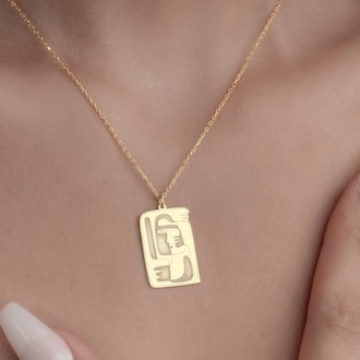 Navan 925 Ayar Gümüş Soyut Kadın Figürlü Kolye (Gold, Silver ve Rose)