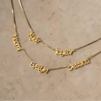Multi Name Necklace  | Altın Kaplama | Özel Tasarım | Kutulu 