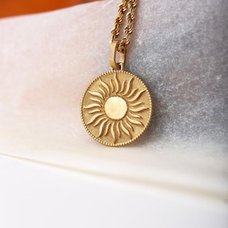 Navan 925 Ayar Gümüş Güneş Medalyon Kolyesi (Gold, Silver ve Rose)