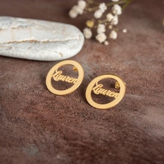 Navan 925 Ayar Gümüş Kişiye Özel İsim Küpe (Gold, Silver ve Rose)