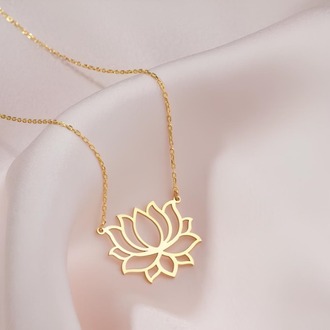 Navan 925 Ayar Gümüş Lotus Çiçeği Kolye (Gold, Silver ve Rose)
