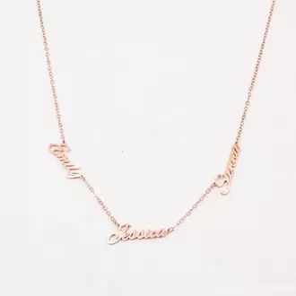 Three Name Necklace in Rose Gold | Altın Gümüş Kaplama | Özel Tasarım | Kutulu Hediye