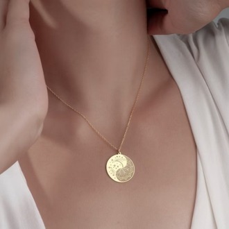 Navan 925 Ayar Gümüş Ay & Mandala Kolyesi (Gold, Silver ve Rose)