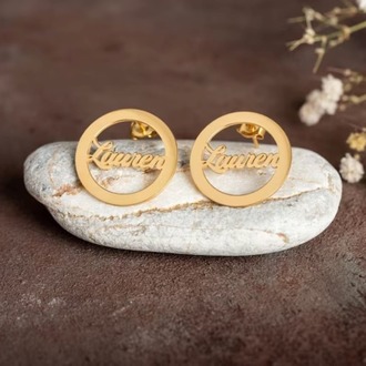 Navan 925 Ayar Gümüş Kişiye Özel İsim Küpe (Gold, Silver ve Rose)