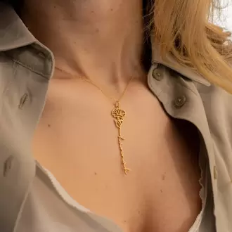 Flower Pendant Name Necklace | Altın, Gümüş Kaplama | Özel Tasarım | Kutulu Hediye