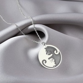 Navan 925 Ayar Gümüş Yin Yang Kedi Kolye (Gold, Silver ve Rose)