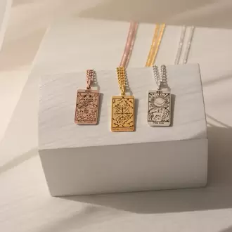 Tarot Card Pendant Necklace | Altın Gümüş Rose Kaplama | Özel Tasarım | Kutulu Hediye