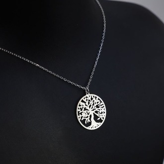Navan 925 Ayar Gümüş Hayat Ağacı Kolyesi (Gold, Silver ve Rose)