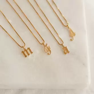 Initial Necklace with Box Chain | Altın, Gümüş Kaplama | Özel Tasarım | Kutulu Hediye