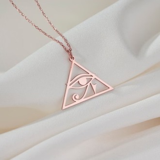 Navan 925 Ayar Gümüş Mısır'ın Gözü Sembolü Kolye (Gold, Silver ve Rose)