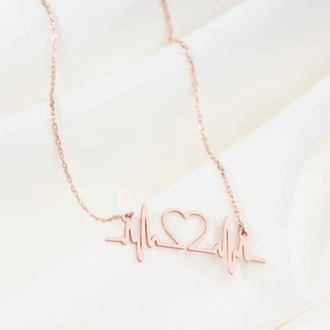 Navan 925 Ayar Gümüş Kalp Atışı Kolyesi (Gold, Silver ve Rose)