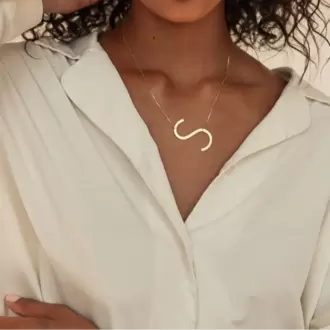 Navan 925 Ayar Gümüş Kişiye Özel Büyük Harf Kolye (Gold, Silver ve Rose)