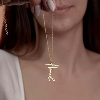 Navan 925 Ayar Gümüş Dikey İsim Kolyesi (Gold, Silver ve Rose)
