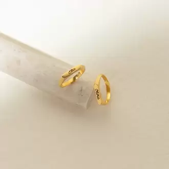 Bar Name Ring | Altın Gümüş Rose Kaplama | Özel Tasarım | Kutulu Hediye