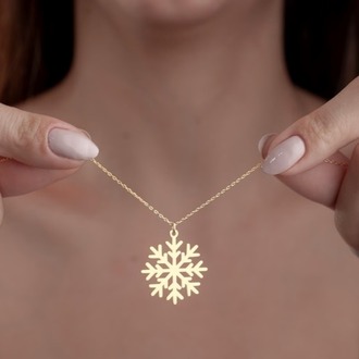 Navan 925 Ayar Gümüş Kar Tanesi Kolyesi (Gold, Silver ve Rose)