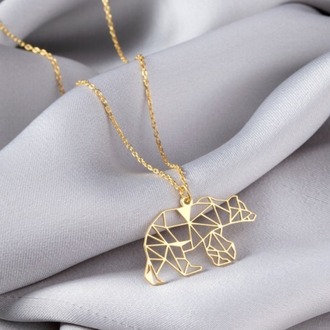 Navan 925 Ayar Gümüş Geometrik Ayı Kolye (Gold, Silver ve Rose)