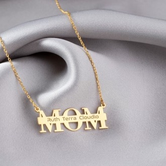 Navan 925 Ayar Gümüş Kişiye Özel MOM Kolye (Gold, Silver ve Rose)
