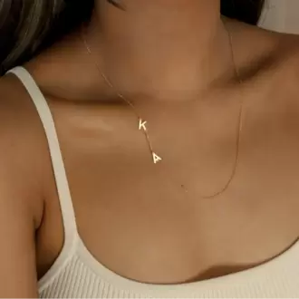 Off-Center Letter Necklace | Altın Kaplama | Özel Tasarım | Kutulu Hediye