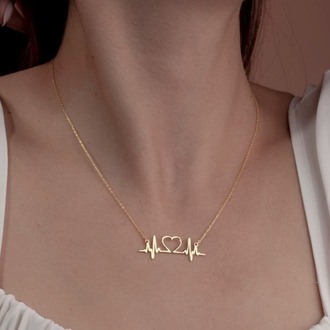 Navan 925 Ayar Gümüş Kalp Atışı Kolyesi (Gold, Silver ve Rose)