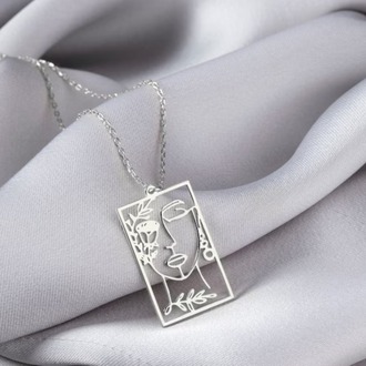 Navan 925 Ayar Gümüş Sanatsal Siluet Kolyesi (Gold, Silver ve Rose)