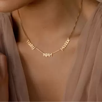 Multi Name Necklace  | Altın Kaplama | Özel Tasarım | Kutulu 
